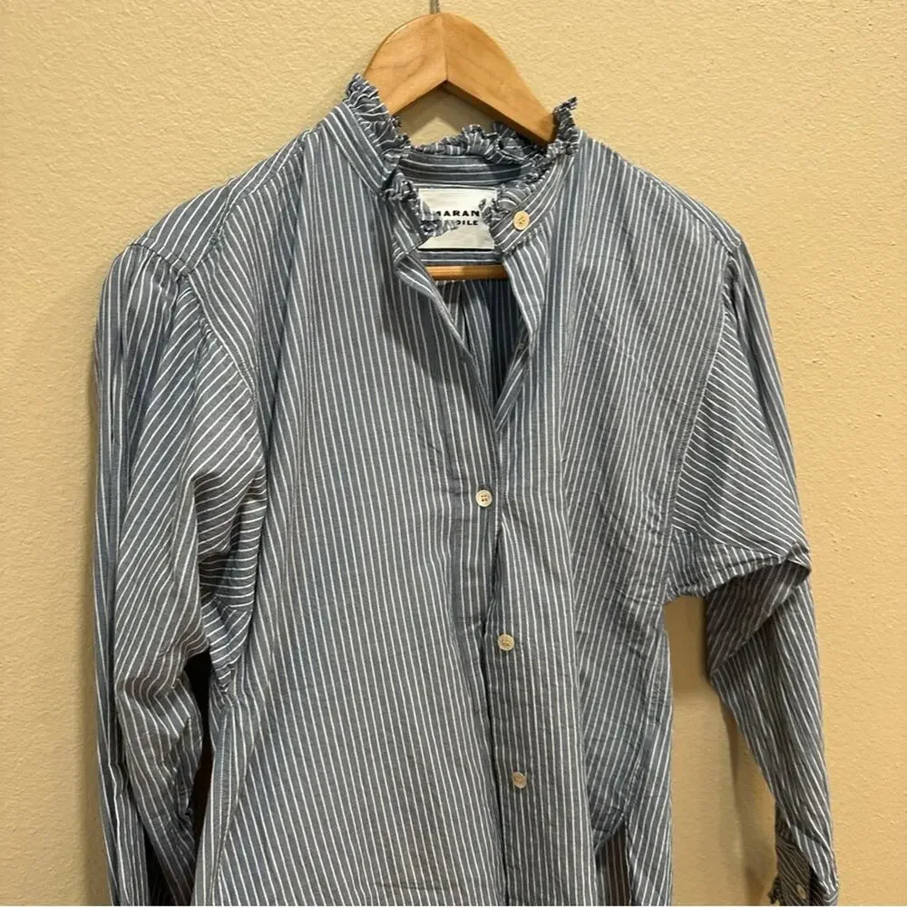 Isabel Marant Etoile Blue White Striped Blouse Top Small